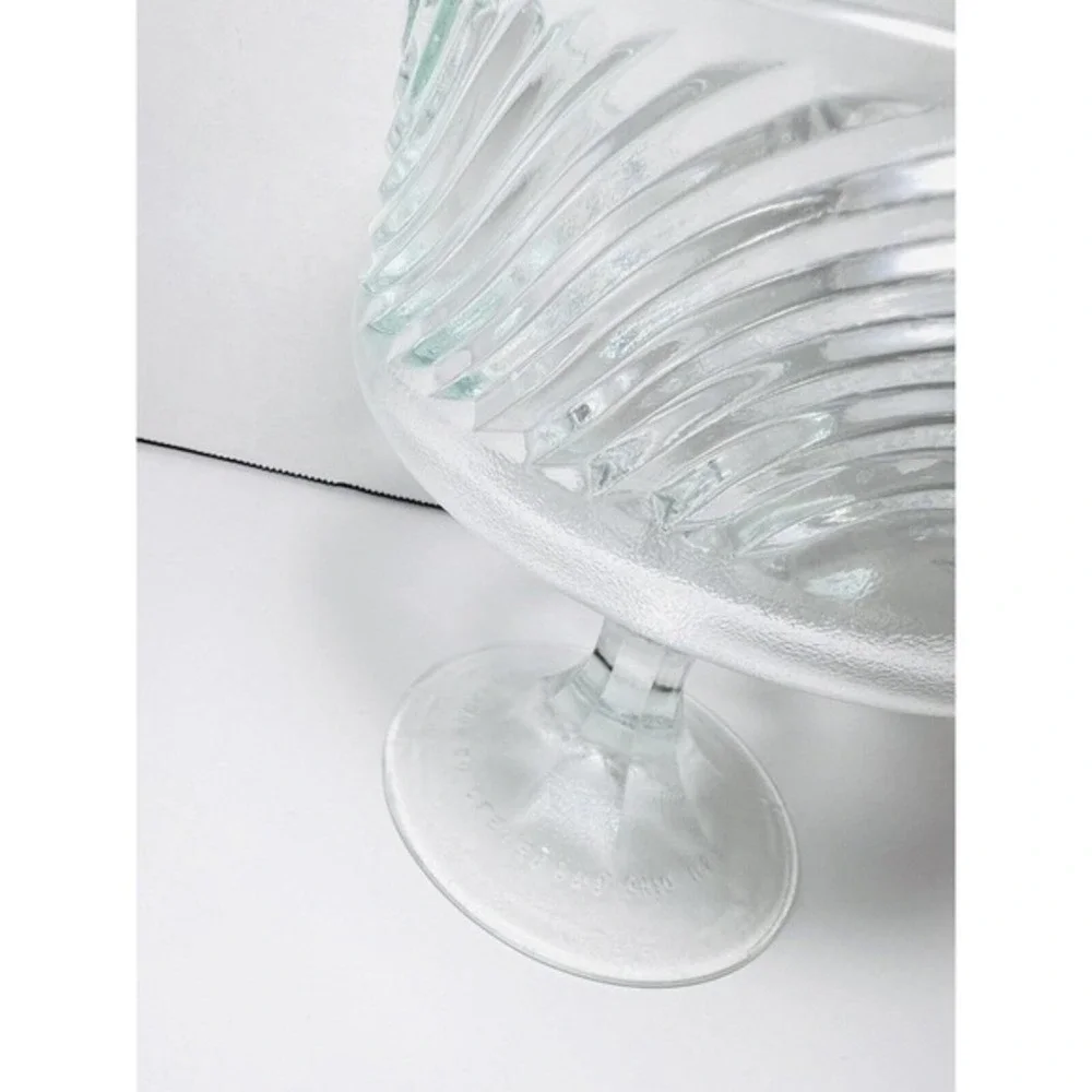 Vintage EO Brody Clear Glass Swirl Compote Pedestal Bowl